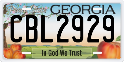 GA license plate CBL2929
