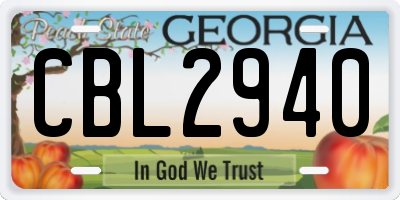 GA license plate CBL2940