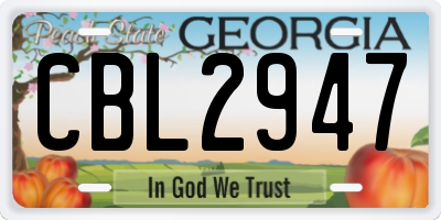 GA license plate CBL2947