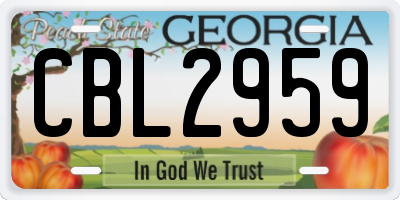GA license plate CBL2959