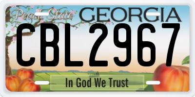 GA license plate CBL2967