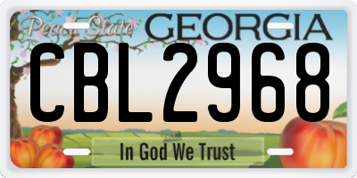 GA license plate CBL2968