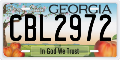 GA license plate CBL2972