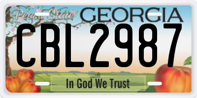 GA license plate CBL2987