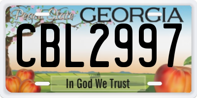 GA license plate CBL2997