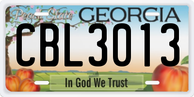 GA license plate CBL3013