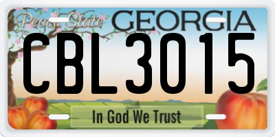 GA license plate CBL3015
