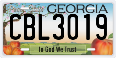 GA license plate CBL3019