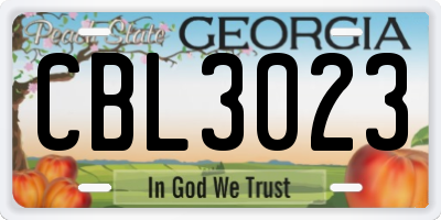 GA license plate CBL3023