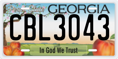 GA license plate CBL3043