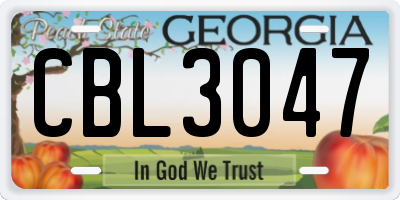 GA license plate CBL3047