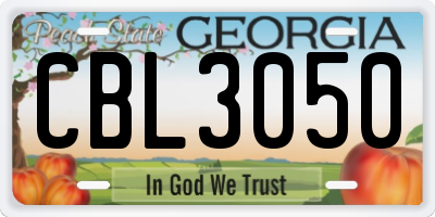 GA license plate CBL3050