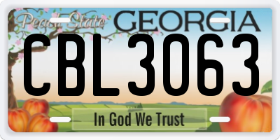 GA license plate CBL3063