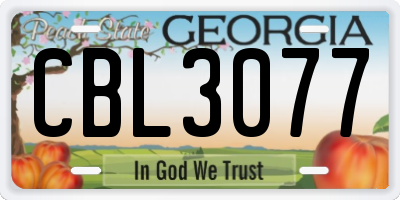 GA license plate CBL3077