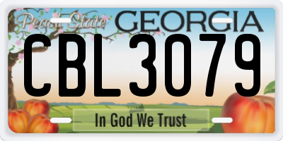 GA license plate CBL3079