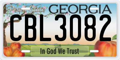 GA license plate CBL3082