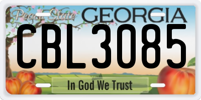 GA license plate CBL3085
