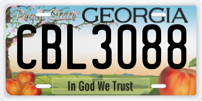 GA license plate CBL3088