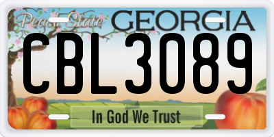 GA license plate CBL3089