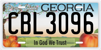 GA license plate CBL3096