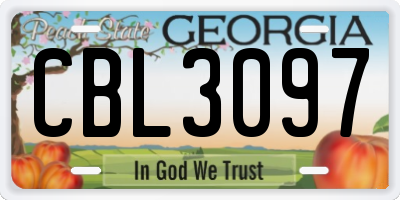 GA license plate CBL3097