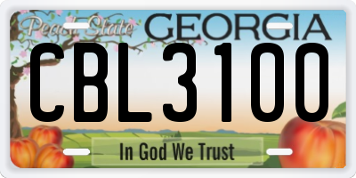 GA license plate CBL3100