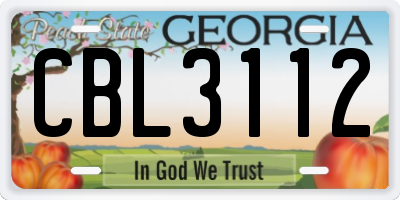 GA license plate CBL3112