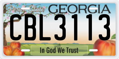 GA license plate CBL3113