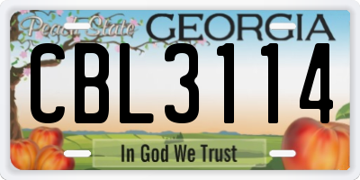 GA license plate CBL3114