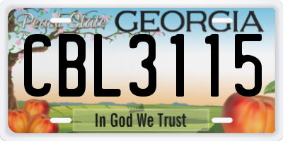 GA license plate CBL3115