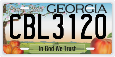 GA license plate CBL3120