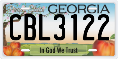 GA license plate CBL3122