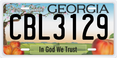 GA license plate CBL3129
