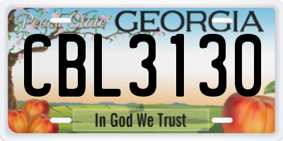 GA license plate CBL3130