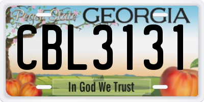 GA license plate CBL3131