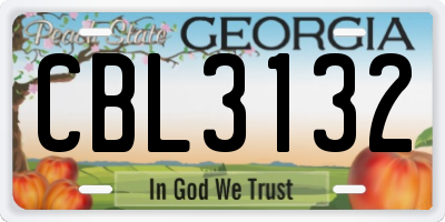 GA license plate CBL3132