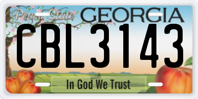GA license plate CBL3143