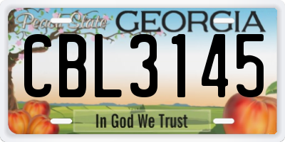 GA license plate CBL3145