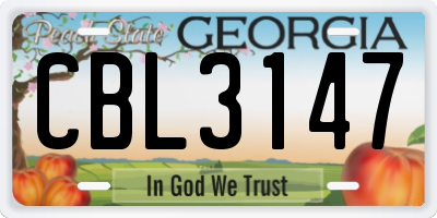 GA license plate CBL3147