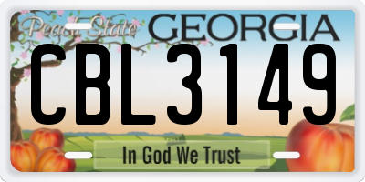 GA license plate CBL3149