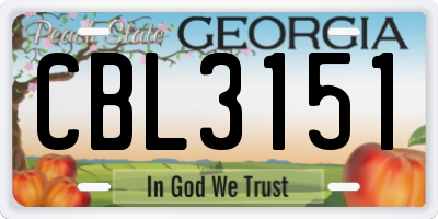 GA license plate CBL3151