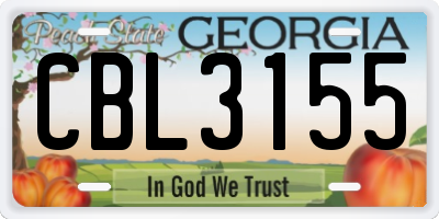 GA license plate CBL3155