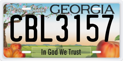 GA license plate CBL3157