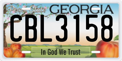 GA license plate CBL3158
