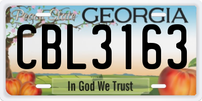 GA license plate CBL3163