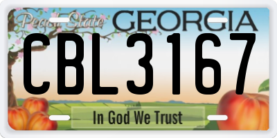 GA license plate CBL3167