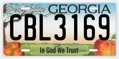 GA license plate CBL3169