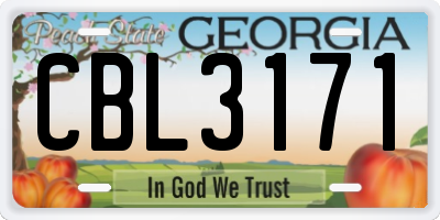 GA license plate CBL3171