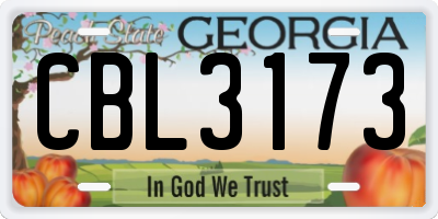 GA license plate CBL3173