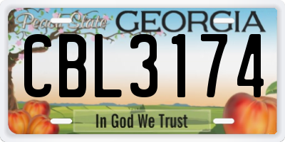 GA license plate CBL3174
